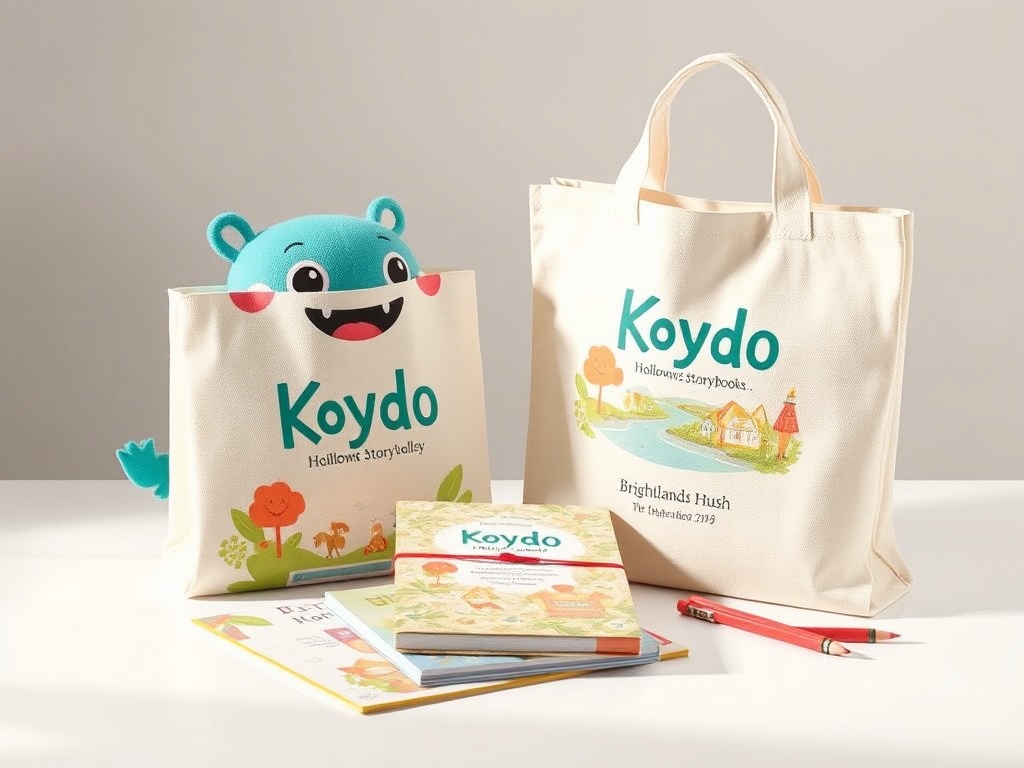Koydo Tree learning tote and notebook merchandise concept