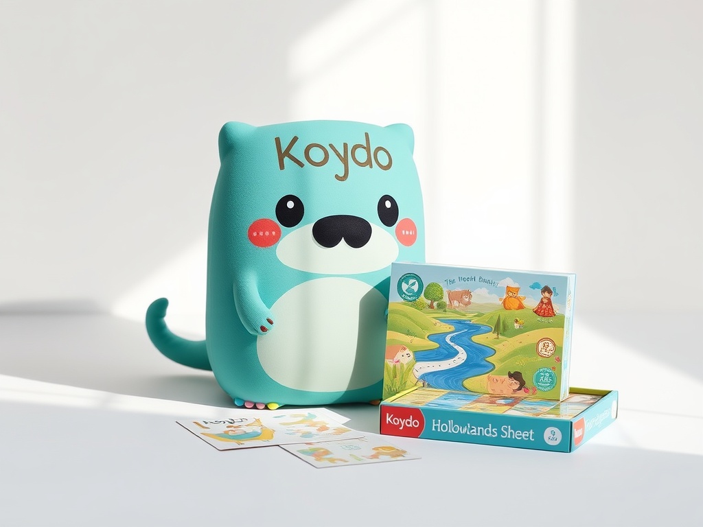 Koydo Hollowmere cast sticker and puzzle merchandise concept